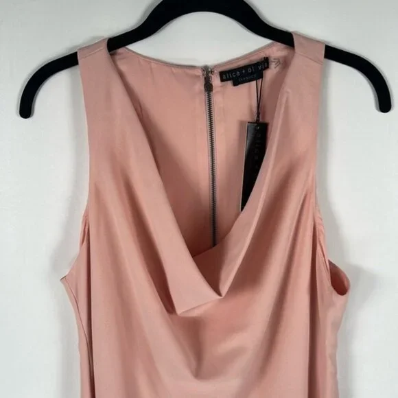 NWT alice + olivia Classics Harmony Racerback Cowl Neck ALine Blush Mini Dress 6